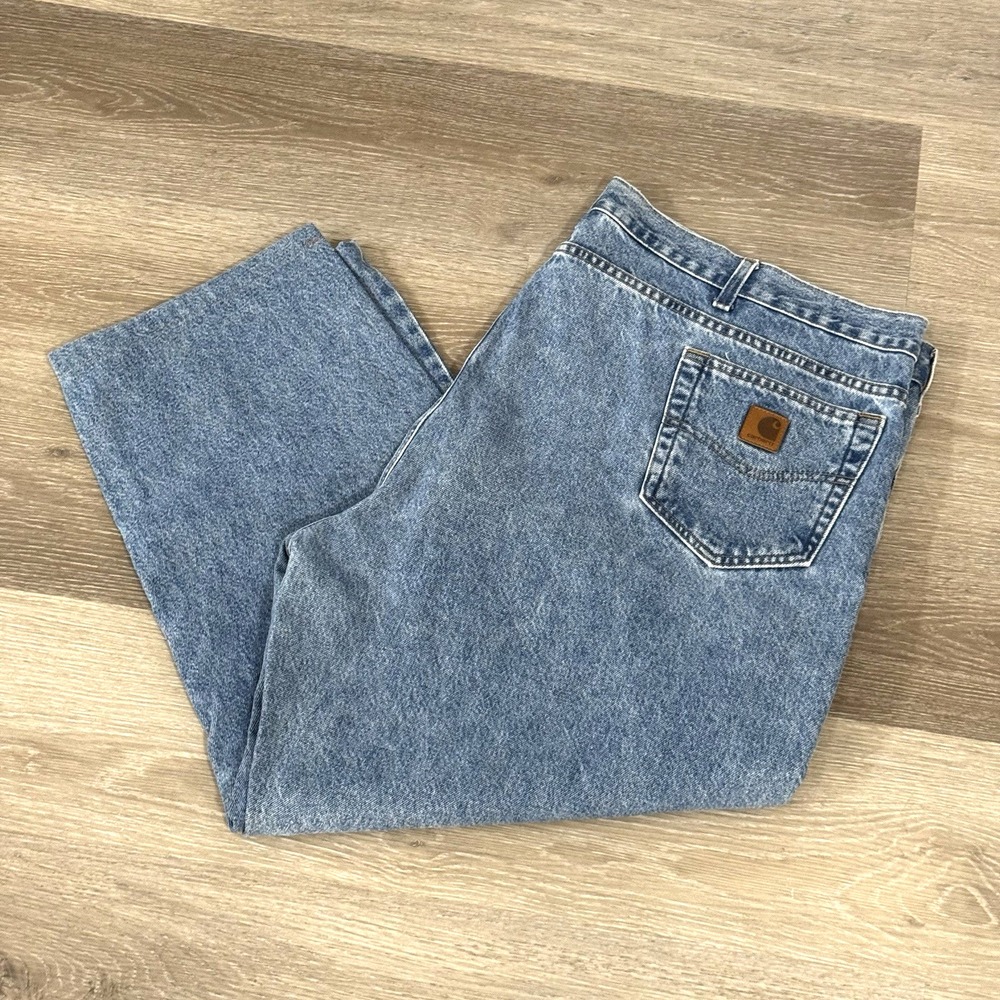 Carhartt Straight Traditional Fit‎ Tapered Leg Stonewash Denim Jeans 50x28